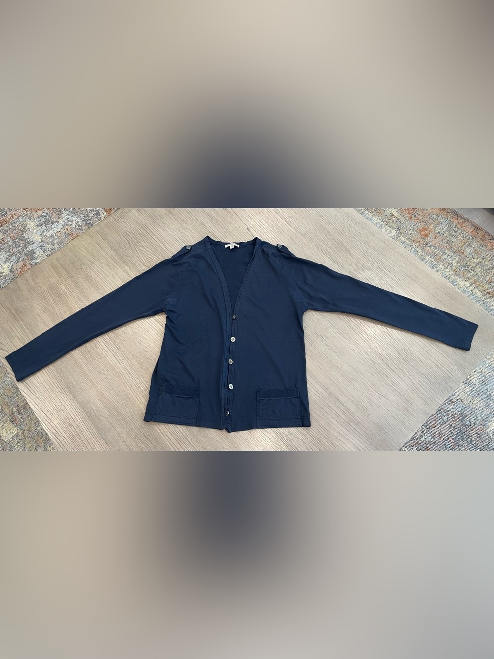 Authentic Burberry Cotton Cardigan Men S-M Dark Navy V-Neck Button Front Sweater